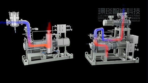 双螺杆泵组三维动画视频制作